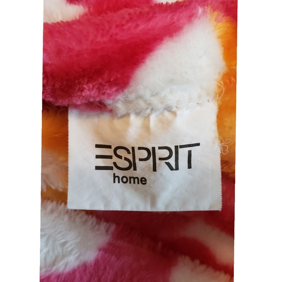 ESPRIT HOME Blanket Orange Pink White Soft Throw - Picture 5 of 6